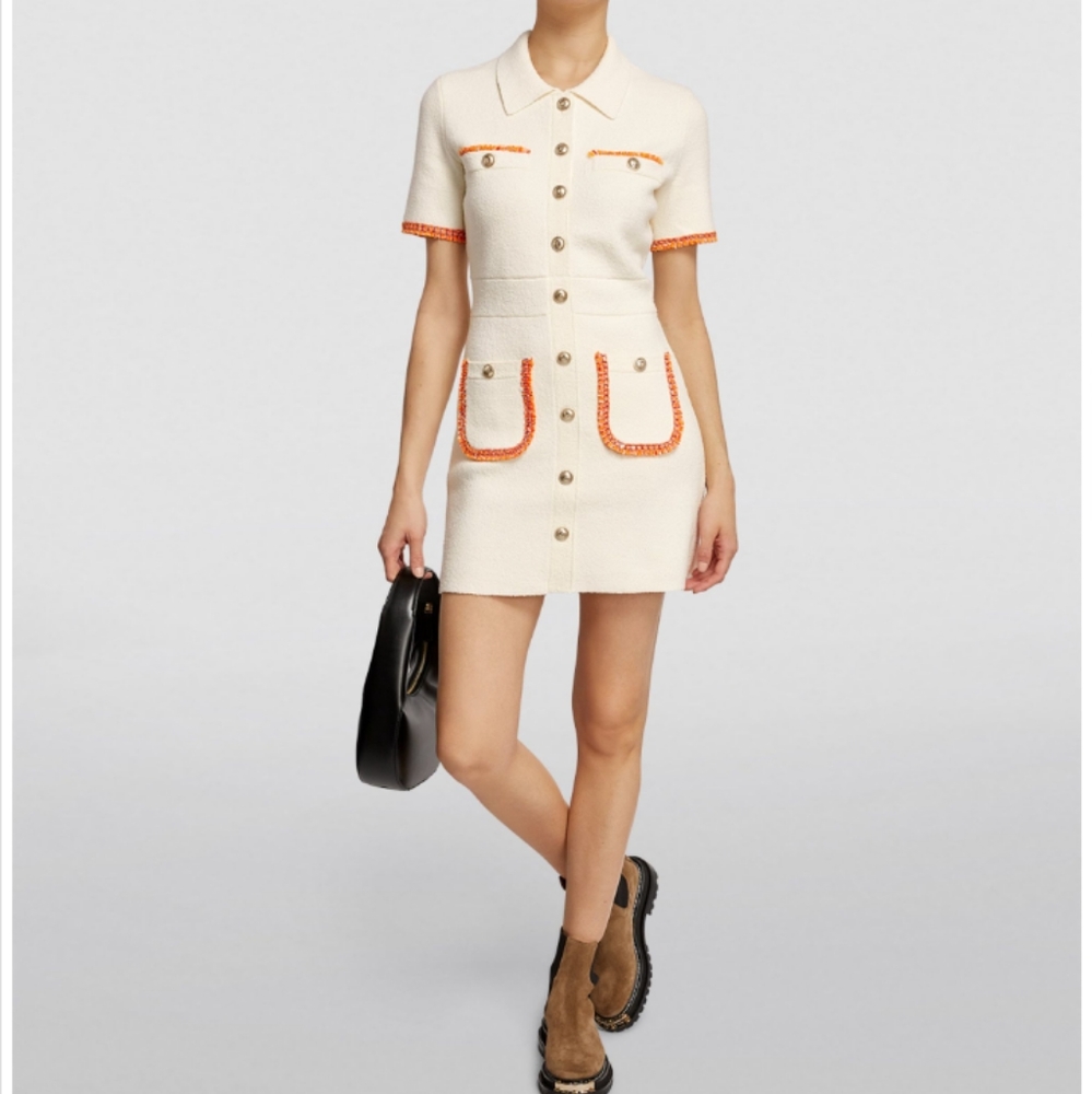 Maje Risal Tweed gold button collared dress NWT US S, maje 1